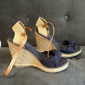 Tory Burch Navy Blue espadrille wedges